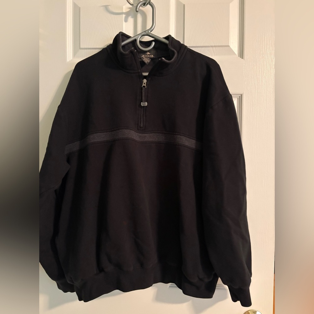 Antigua Men's Black quarter Zip-Up Sweatshirt